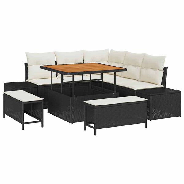 vidaXL Conjunto de Sofá de Jardim 8 pcs Preto Rattan Sintético