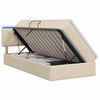 vidaXL Cama de Armazenamento LED com Colch&atilde;o Creme 90 x 200 cm Tecido