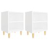 vidaXL Mesas de cabeceira pernas madeira maci&ccedil;a 2pcs 40x30x50cm branco