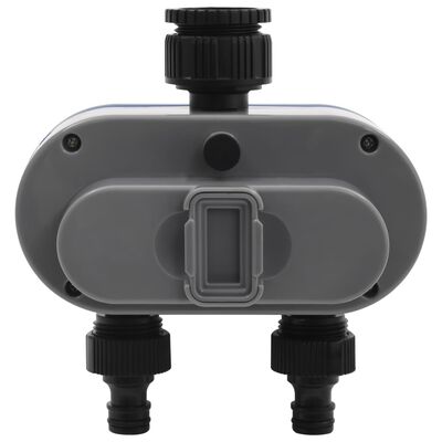 vidaXL Temporizador água digital c/ saída dupla e sensor de humidade