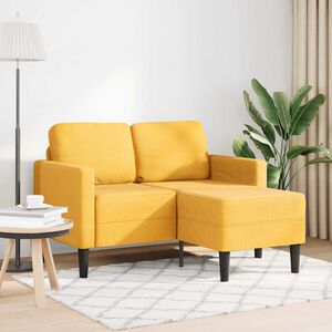 vidaXL Sof&aacute; 2 lugares com Chaise em L 125 cm linho amarelo-claro
