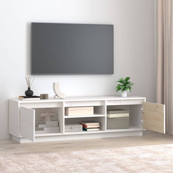 vidaXL M&oacute;vel de TV 140x35x40 cm madeira de pinho maci&ccedil;a branco
