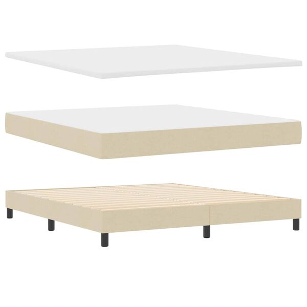 vidaXL Cama box spring com colch&atilde;o Creme 180 x 200 cm tecido