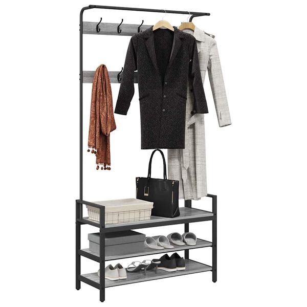 vidaXL Cabideiro Cinza Sonoma 95 x 34 x 184 cm Madeira processada