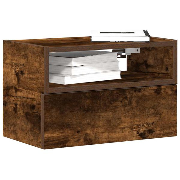vidaXL Mesa de cabeceira de parede 45x26x28,5 cm carvalho fumado