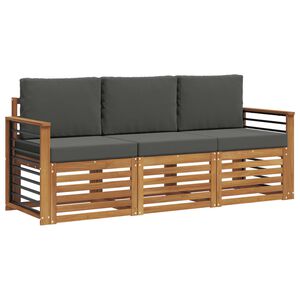 vidaXL Conjuntos de sof&aacute;s com almofada 3 pcs Natural e Antracite