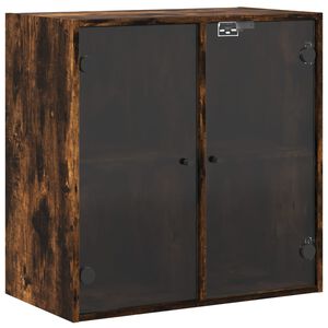 vidaXL Arm&aacute;rio de parede c/ portas vidro 68x37x68,5 cm carvalho fumado