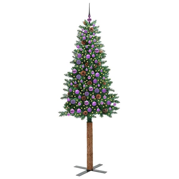 vidaXL &Aacute;rvore de Natal Slim com 300 LEDs com suporte Verde 210 cm