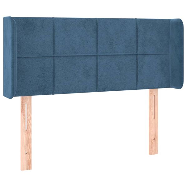 vidaXL Cabeceira de cama c/ luzes LED veludo 83x16x78/88cm azul-escuro