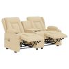 vidaXL Poltrona massagem 2 lug. reclin. c/ suportes copo tecido creme