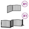 vidaXL Port&atilde;o p/ c&atilde;es com porta dobr&aacute;vel 6 pain&eacute;is 480 cm &aacute;lamo preto
