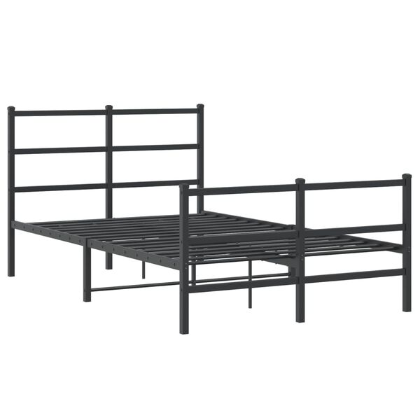 vidaXL Estrutura de cama com cabeceira e p&eacute;s 120x190 cm metal preto