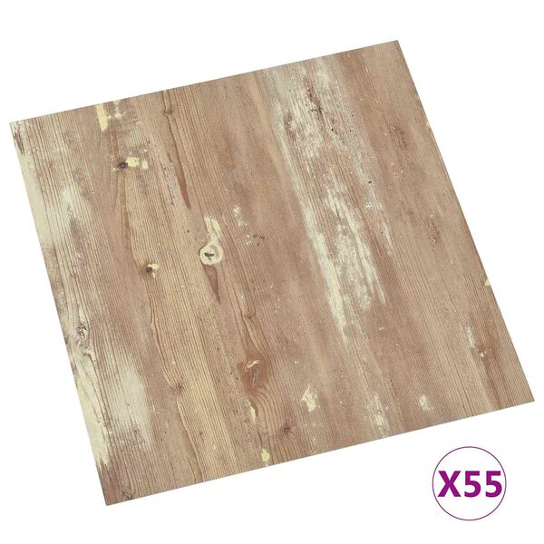 vidaXL Pranchas de Piso 55 pcs Castanho 5,11 m&sup2; PVC