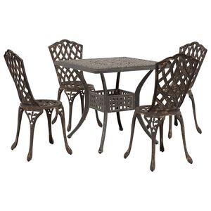 vidaXL Conjunto de Mesa de Jardim 5 pcs Bronze Alum&iacute;nio Fundido