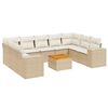 vidaXL 10 pcs conjunto de sof&aacute;s p/ jardim com almofad&otilde;es vime PE bege