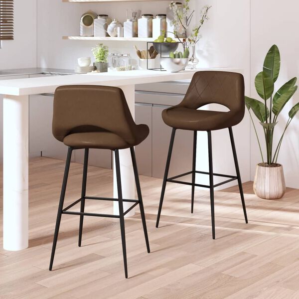 vidaXL Bancos de bar 2 pcs couro artificial castanho-escuro