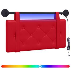 vidaXL Cabeceira suspensa Com luz LED Vermelho Couro Sint&eacute;tico