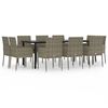 vidaXL 11 pcs conjunto jantar jardim c/ almofad&otilde;es vime PE preto/cinza