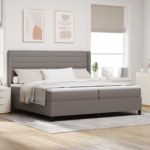 vidaXL Cama Box com colch&atilde;o Cinzento-acastanhado 200 x 200 cm tecido