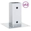 vidaXL Bases de poste quadradas 12 pcs prata 61x61 mm a&ccedil;o galvanizado