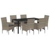 vidaXL Conjunto de Jantar para Jardim 7 unid. Cinzeto vime PE
