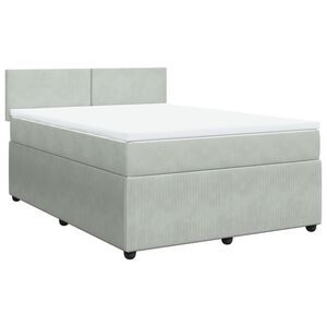 vidaXL Cama com molas/colch&atilde;o 140x190 cm veludo cinzento-claro