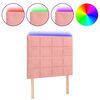 vidaXL Cabeceira de cama c/ luzes LED veludo 80x5x118/128 cm rosa