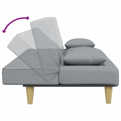 vidaXL Sofá-cama 2 lugares c/ almofadas e apoio pés tecido cinza-claro