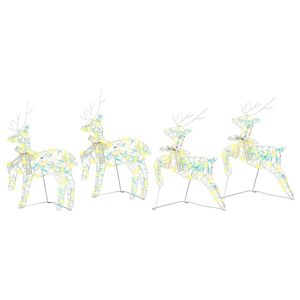 vidaXL Rena de Natal 4 unid. 80 LED Branco quente