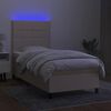 vidaXL Cama box spring c/ colch&atilde;o e LED 100x200 cm tecido cor creme