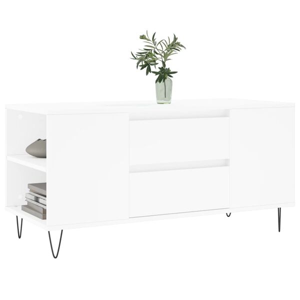 vidaXL Mesa de centro 102x44,5x50 cm derivados de madeira branco