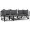 vidaXL 3 pcs conjunto lounge de jardim com almofad&otilde;es a&ccedil;o antracite