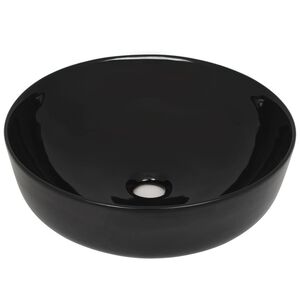 vidaXL Lavat&oacute;rio redondo em cer&acirc;mica 41,5x13,5 cm preto