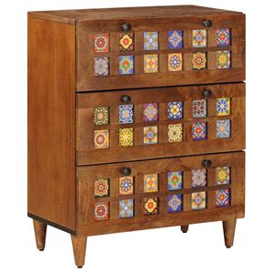 vidaXL Buffet Nogueira 60 x 33 x 75 cm Madeira de manga maci&ccedil;a