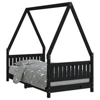 vidaXL Estrutura de cama infantil 80x160 cm pinho maciço preto