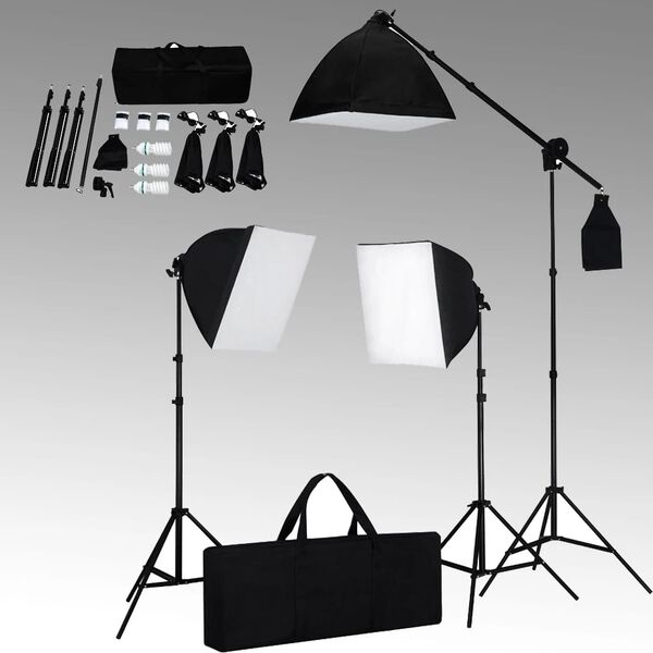 vidaXL Kit de estúdio fotográfico com softbox de iluminação e fundo