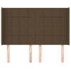 vidaXL Cabeceira cama c/ abas tecido 147x16x118/128 cm castanho-escuro