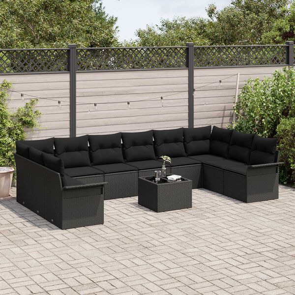 vidaXL Conjunto de Sof&aacute; de Jardim 11 pcs Bege Rattan Sint&eacute;tico
