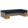 vidaXL Conjunto de sof&aacute; de jardim com 10 pe&ccedil;as e almofadas em rattan sint&eacute;tico cinza