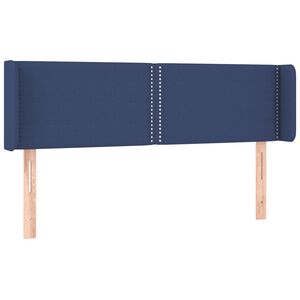 vidaXL Cabeceira de cama c/ abas tecido 147x16x78/88 cm azul