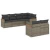 vidaXL 7 pcs conjunto sof&aacute;s p/ jardim c/ almofad&otilde;es vime PE cinzento