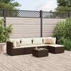 vidaXL 5 pcs conjunto lounge jardim c/ almofad&otilde;es vime PE castanho