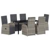 vidaXL Conjunto de Jantar para Jardim 7 pcs Cinzeto vime PE