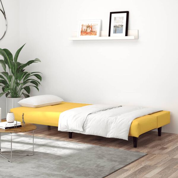 vidaXL Sofá-cama de 2 lugares veludo amarelo