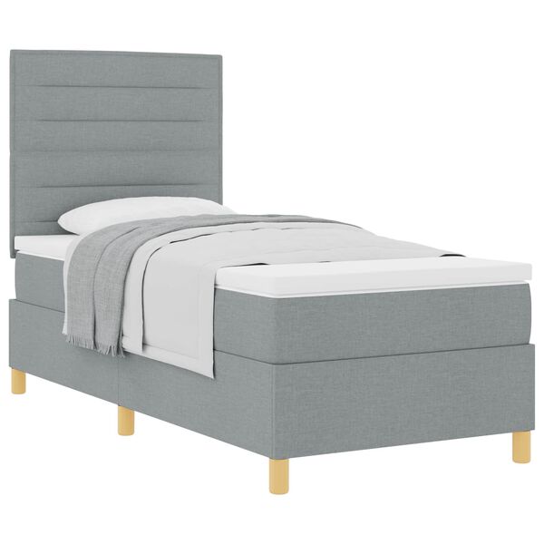 vidaXL Cama Box com colch&atilde;o Cinzento-claro 90 x 190 cm tecido