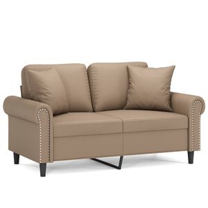vidaXL Sof&aacute; 2 lugares + almofadas 120 cm couro artificial cappuccino