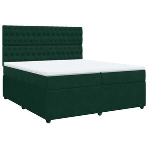 vidaXL Cama com molas/colch&atilde;o 200x200 cm veludo verde-escuro