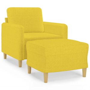 vidaXL Poltrona com apoio de p&eacute;s 60 cm tecido amarelo-claro