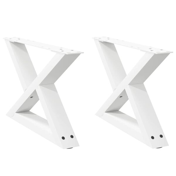 vidaXL P&eacute;s para mesa de centro 2 pe&ccedil;as, branco, 50x(30-31,3) cm, a&ccedil;o