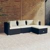 vidaXL 4 pcs conjunto lounge de jardim c/ almofadões vime PE preto
